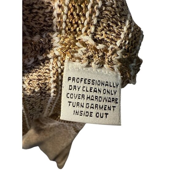 St. John Sport Vintage Beige Knit Zip-Up Jacket With Gold Accents Size L EUC - Picture 8 of 8